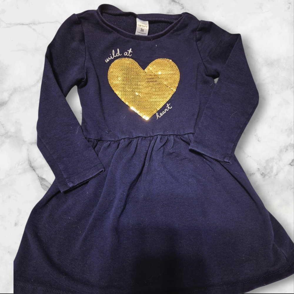 ⭐️⭐️5/$15 Carter's Navy Top with Gold Sequin Heart
